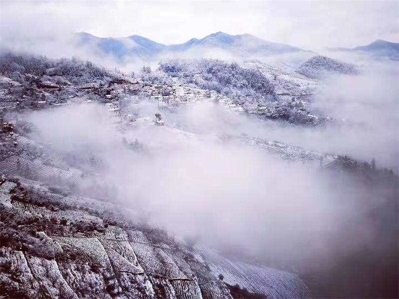 歙县杞梓里镇：雪落坡山 风景如画