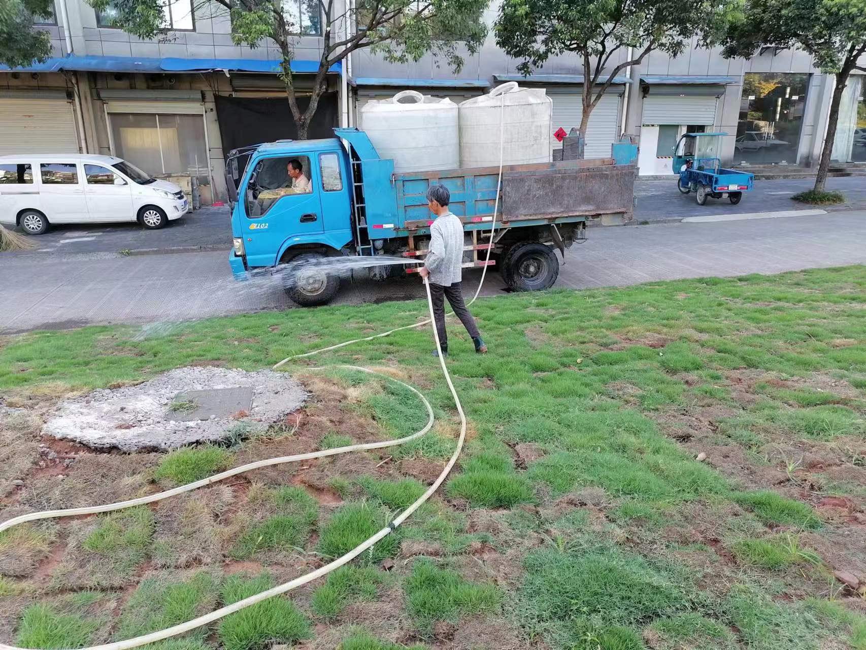 休宁经开区：对绿地全面浇水 多措并举抗旱保绿